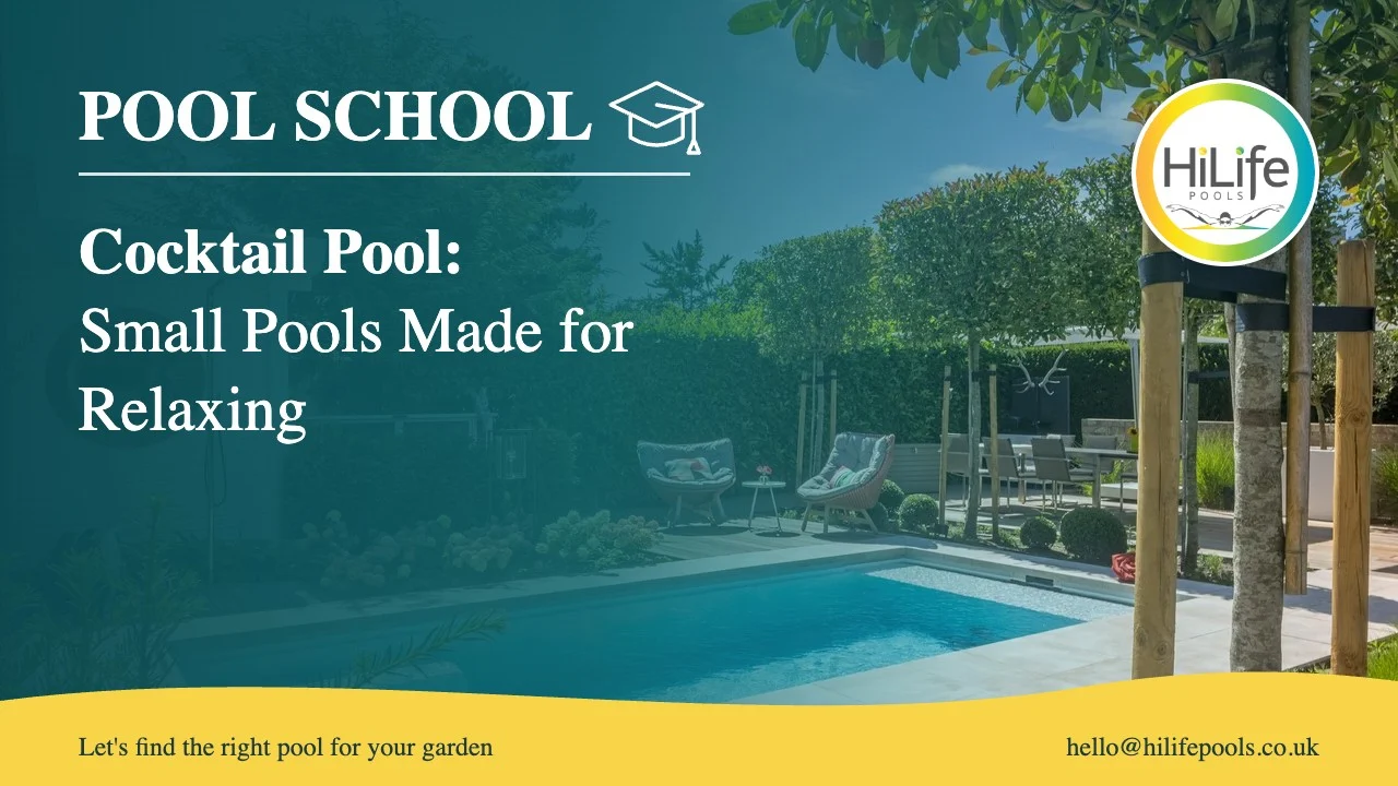 cocktail pool featured Cocktail pool guide from HiLife Pools, with patio seating beside a garden pool