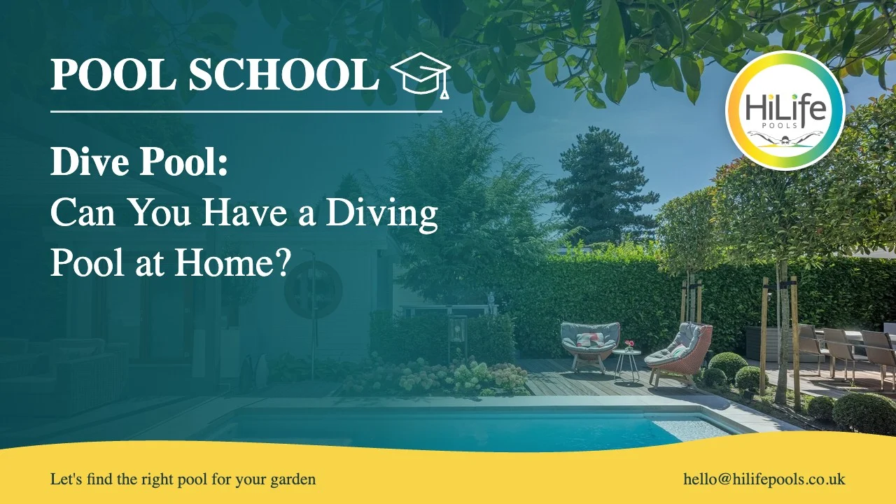 dive pool featured Dive pool guide from HiLife Pools, with a pool beside a garden room and planting