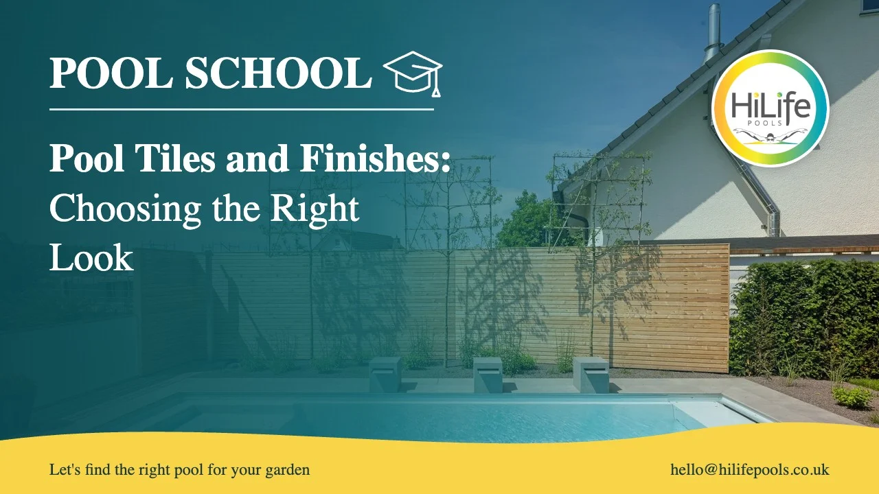 pool tiles featured Pool tiles guide from HiLife Pools, with wide entry steps and a timber fence