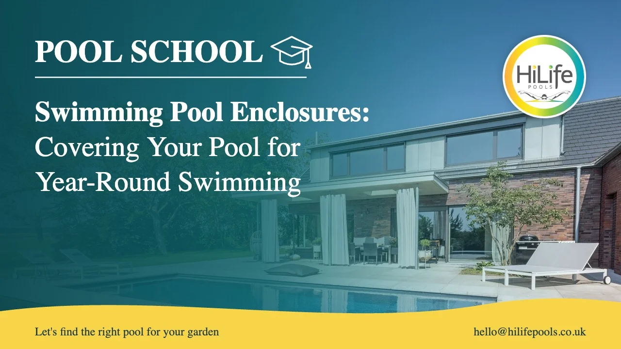 swimming pool enclosures featured Swimming pool enclosures guide from HiLife Pools, with a pool beside a covered terrace