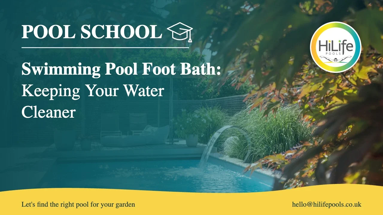 swimming pool foot bath featured Swimming pool foot bath guide from HiLife Pools, with a pool with a water feature and autumn colour