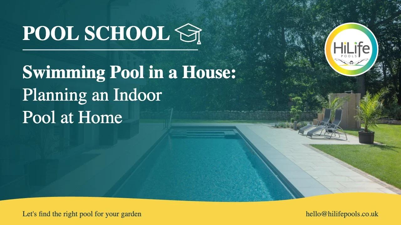 Swimming pool in a house guide from HiLife Pools, with a long pool beside a house